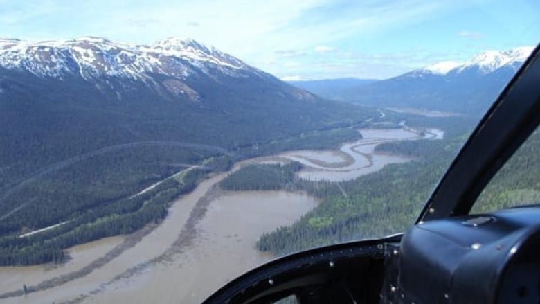 An aerial view of a river