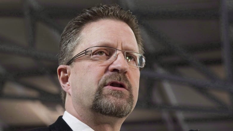 A bearded man speaks in a large auditorium.