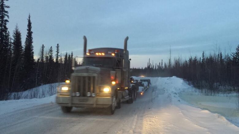 truck on icy highway