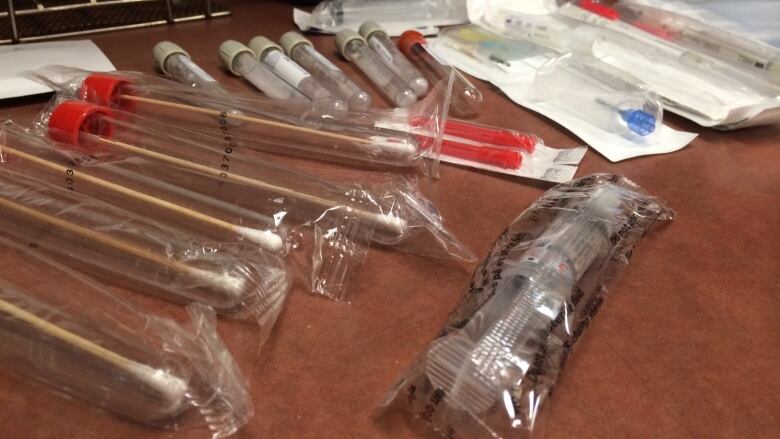 Swabs, tubes and other sterile equipment used to perform forensic sexual assault exams.