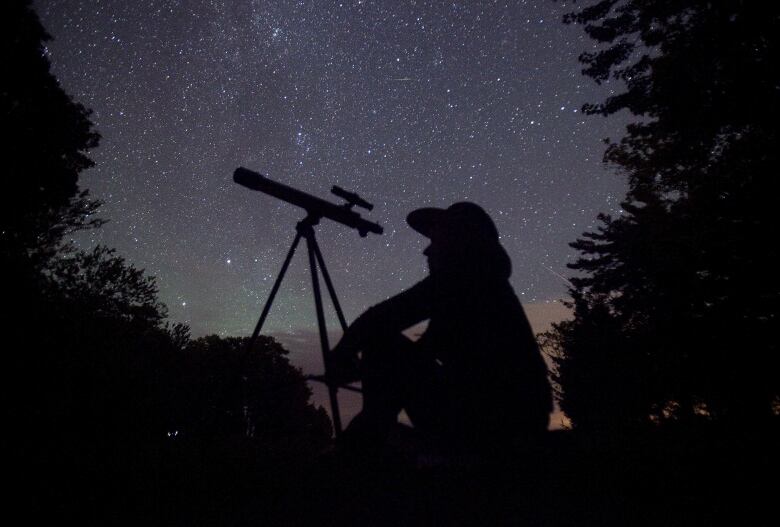 A stargazer waits for the Perseid meteor shower to begin near Bobcaygeon, Ont., on Aug. 12, 2015.