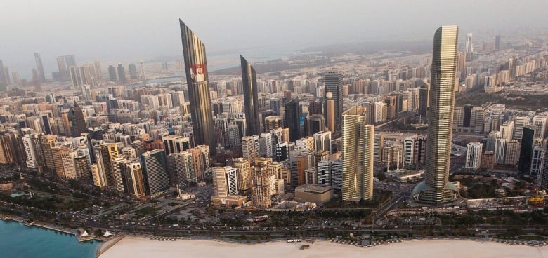 The skyline of Abu Dhabi, the United Arab Emirates