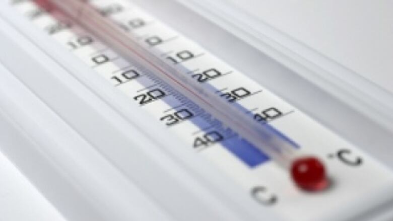 A thermometer sits on a white background.