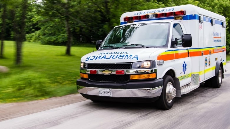 An ambulance responds to a call in Windsor-Essex.