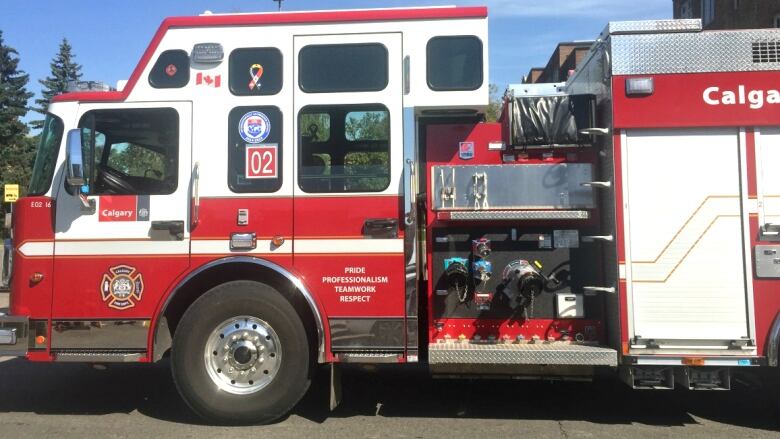 A red Calgary fire truck is shown.