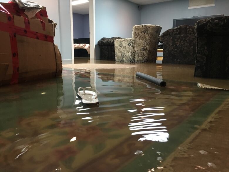 Flooded living room