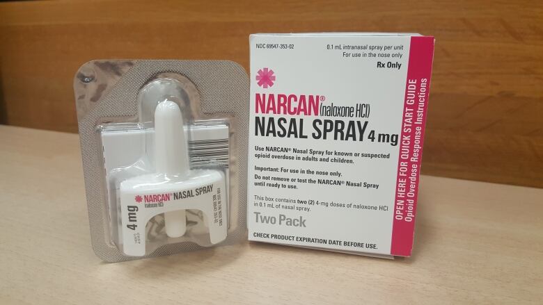 A nasal spray on a table.