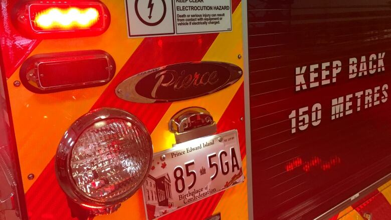 back of a fire truck with PEI license plate