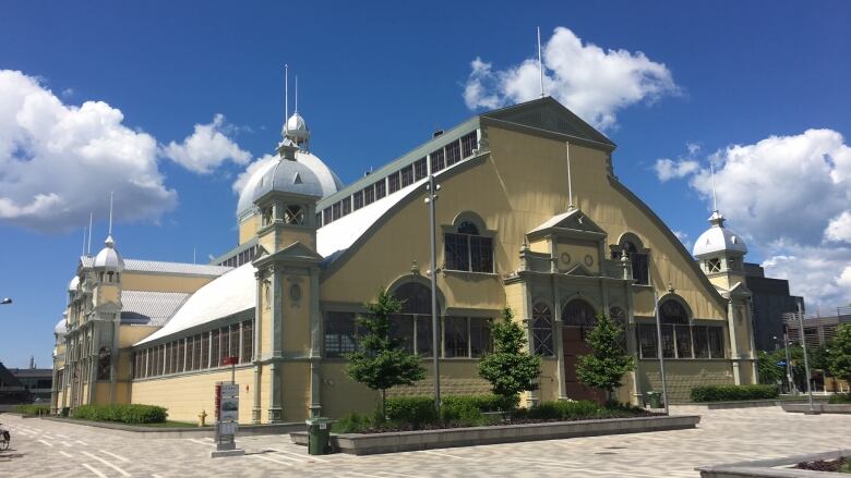 A building in a town square.