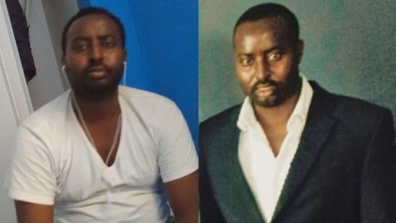 Two side-by-side photos of a Black man in his 30s.