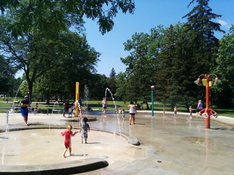 Children in a splash pad