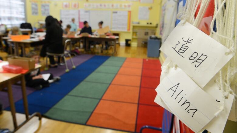 View of an elementary school classrom.