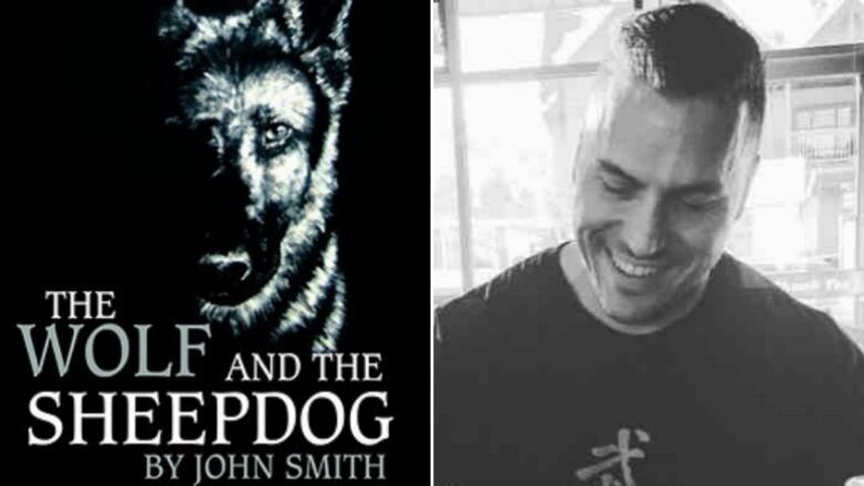 A side by side of the cover of the book and a black and white photo of a man who is smiling. 