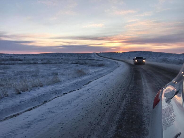 A road in winter.