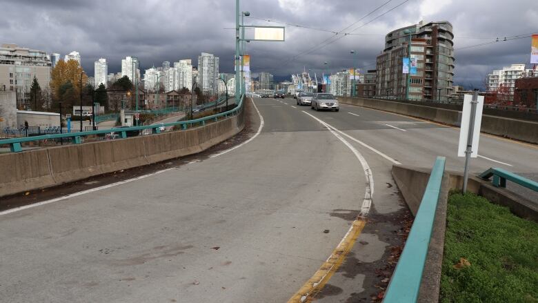 A bridge looking towards Vancouver's downtown core.