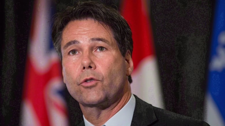 Ontario Health Minister Eric Hoskins speaks during a news conference after the first day of a meeting of provincial and territorial health ministers in Vancouver, B.C., on January 20, 2016. Hoskins has announced he is resigning from his post. 