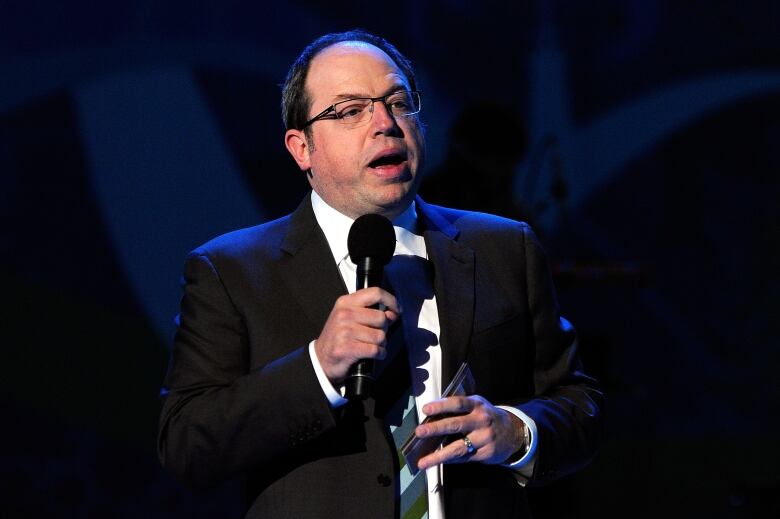 Comedian Brent Butt performs before the start of the medal ceremony on day 12 of the Vancouver 2010 Winter Olympics at BC Place on Feb. 23, 2010 in Vancouver.