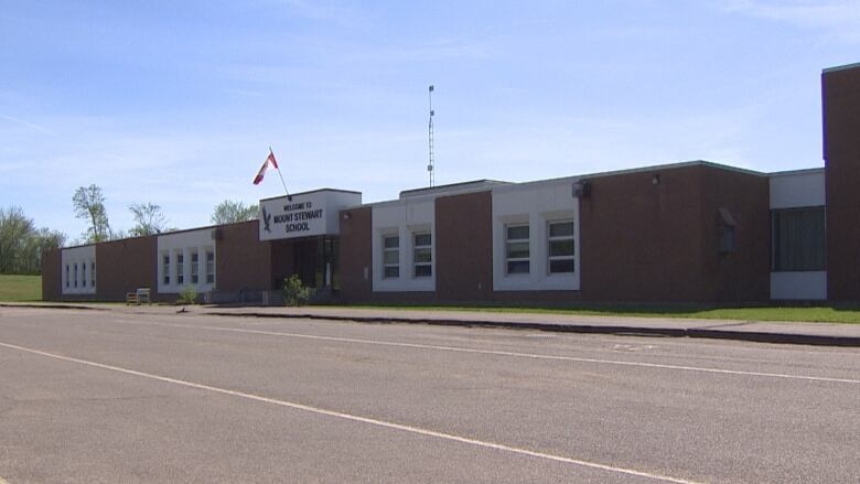 An exterior shot of Mount Stewart Consolidated School.