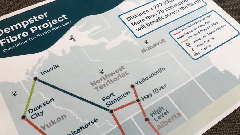 A photo of a map labelled 'Dempster Fibre Project.'