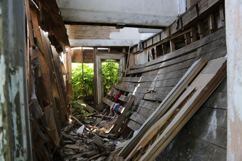 This was Anderson's grandfathers bedroom. The ceiling above has since collapsed. 