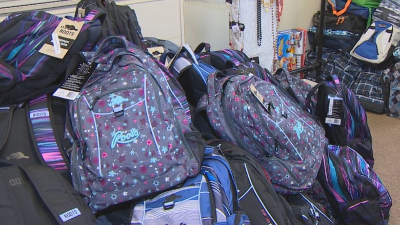 Stacks of backpacks 