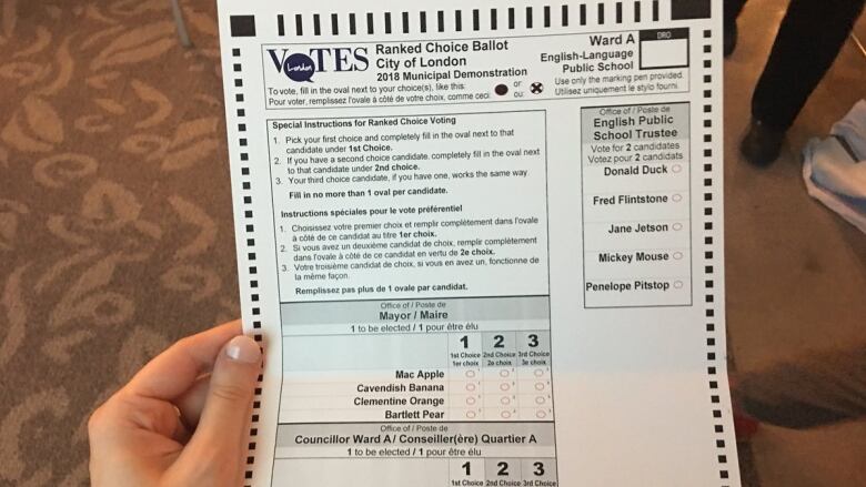 A ranked-choice ballot