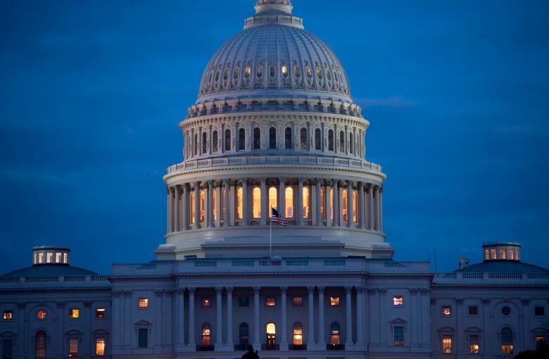 American Congress building at night.