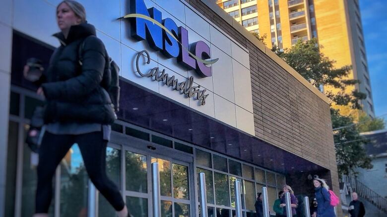 A person walks past the NSLC cannabis location in downtown Halifax. 