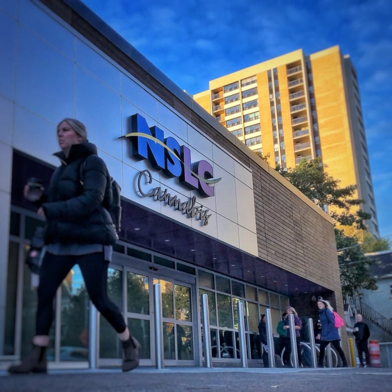 A person walks past the NSLC cannabis location in downtown Halifax. 