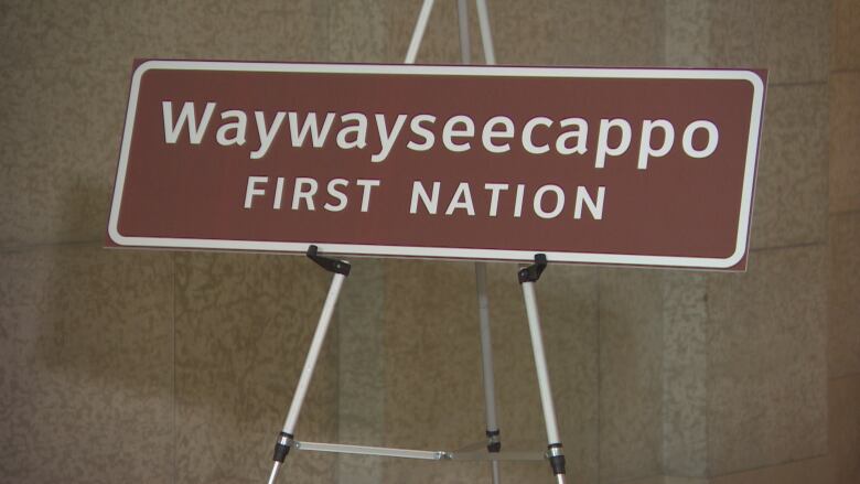 A sign that says Waywayseecappo First Nation