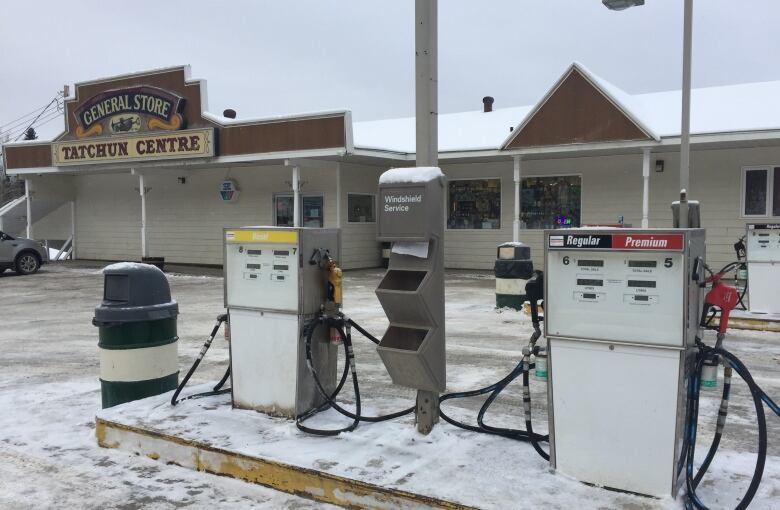 Gas pumps outside of a store