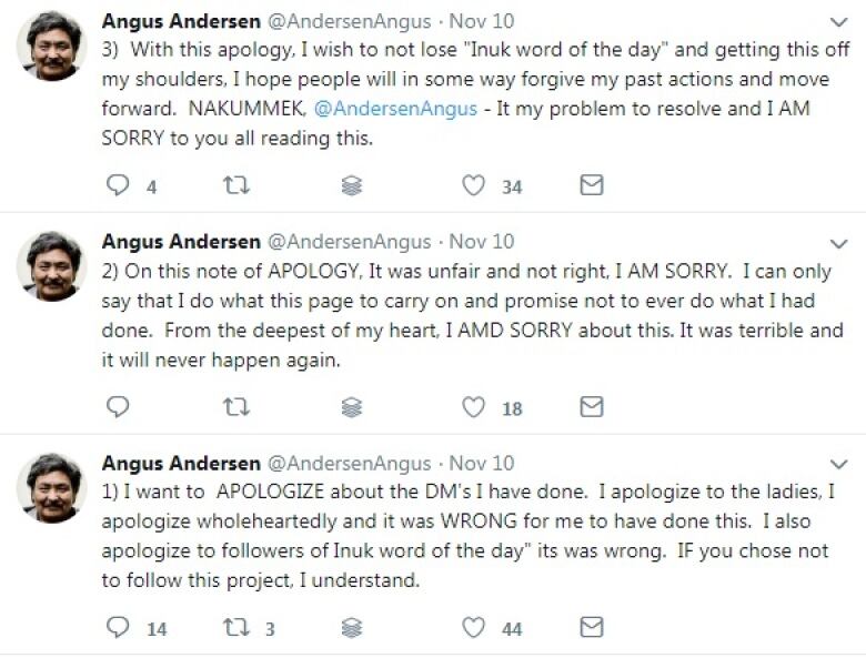 A screenshot of three social media posts by Angus Andersen.