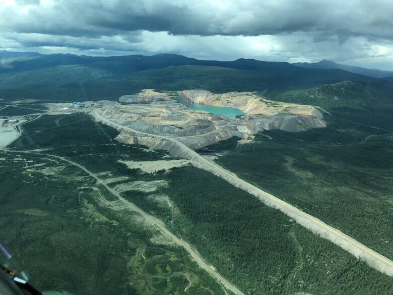 An aerial view of the Faro Mine.