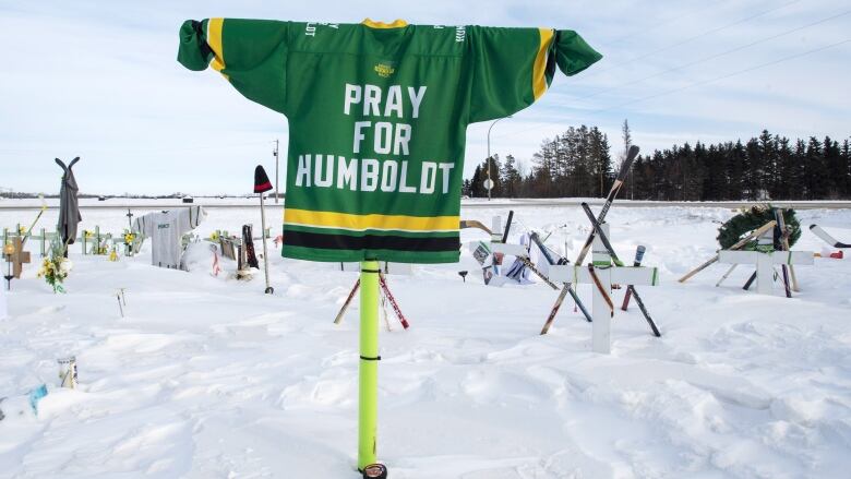 A green jersey reading 