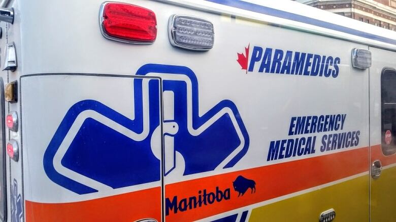 The side of a Manitoba ambulance.