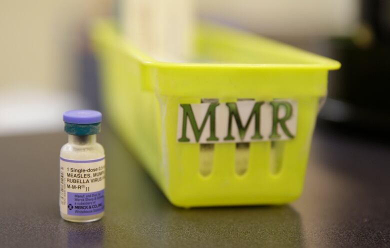 This photo shows a measles, mumps and rubella vaccine.