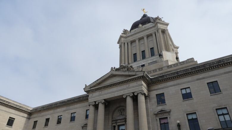 Exterior of Manitoba legislature building in Winnipeg.