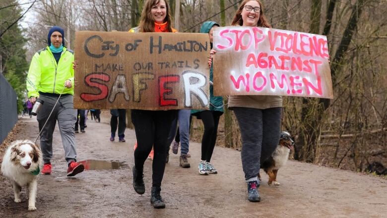 Women walking on Bruce Trail. 