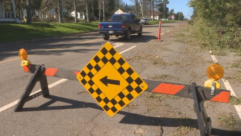 A road closed sign in Cavendish, P.E.I.