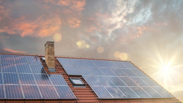 Solar Panels on a Roof.