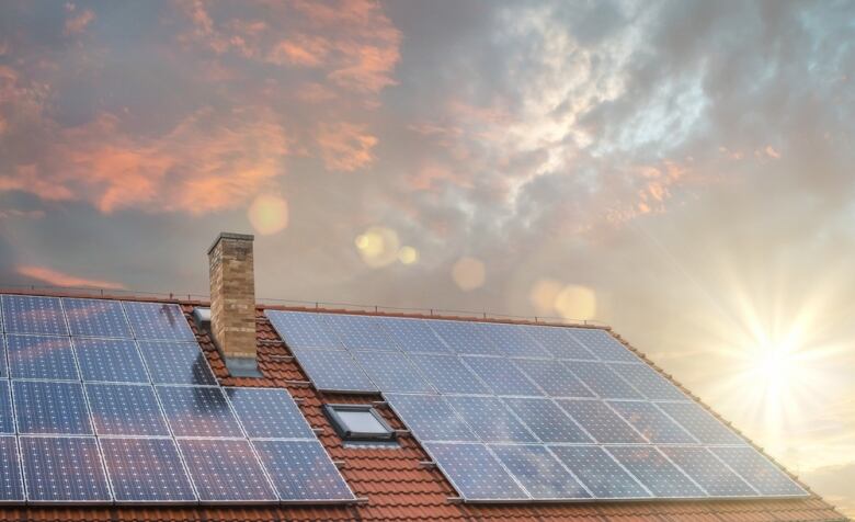 Solar Panels on a Roof.