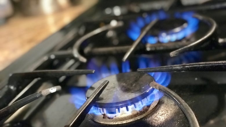 A gas stove. 