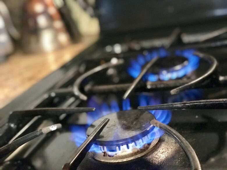 A gas stove. 