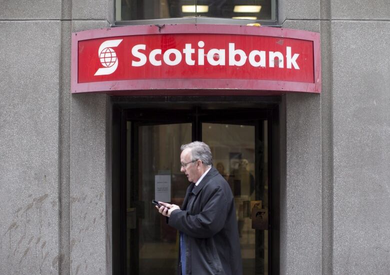 The sign of Scotiabank is seen outside a branch.