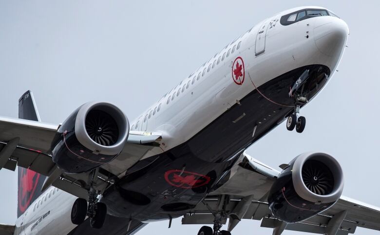 Air Canada jet is shown flying.