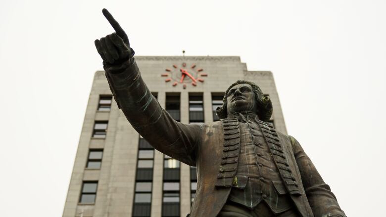 A statue at Vancouver city hall.