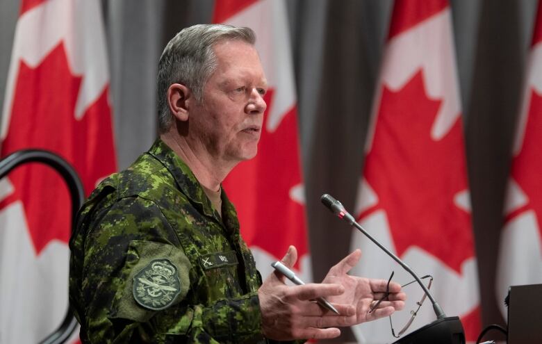 Chief of Defence Staff Jonathan Vance responds to a question during a news conference Thursday May 7, 2020 in Ottawa.