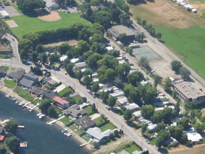 A mobile home park seen from above.