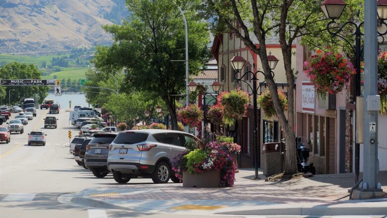 A street in a small town.