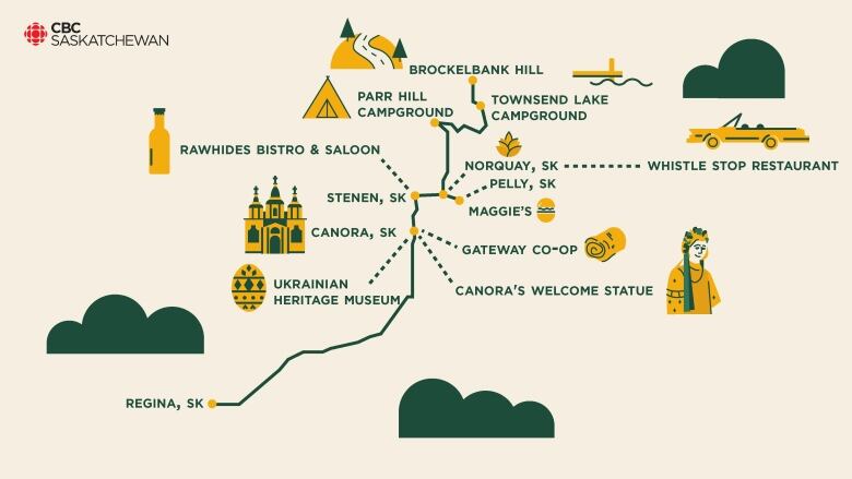 Map showing Norquay, Sask. and area.